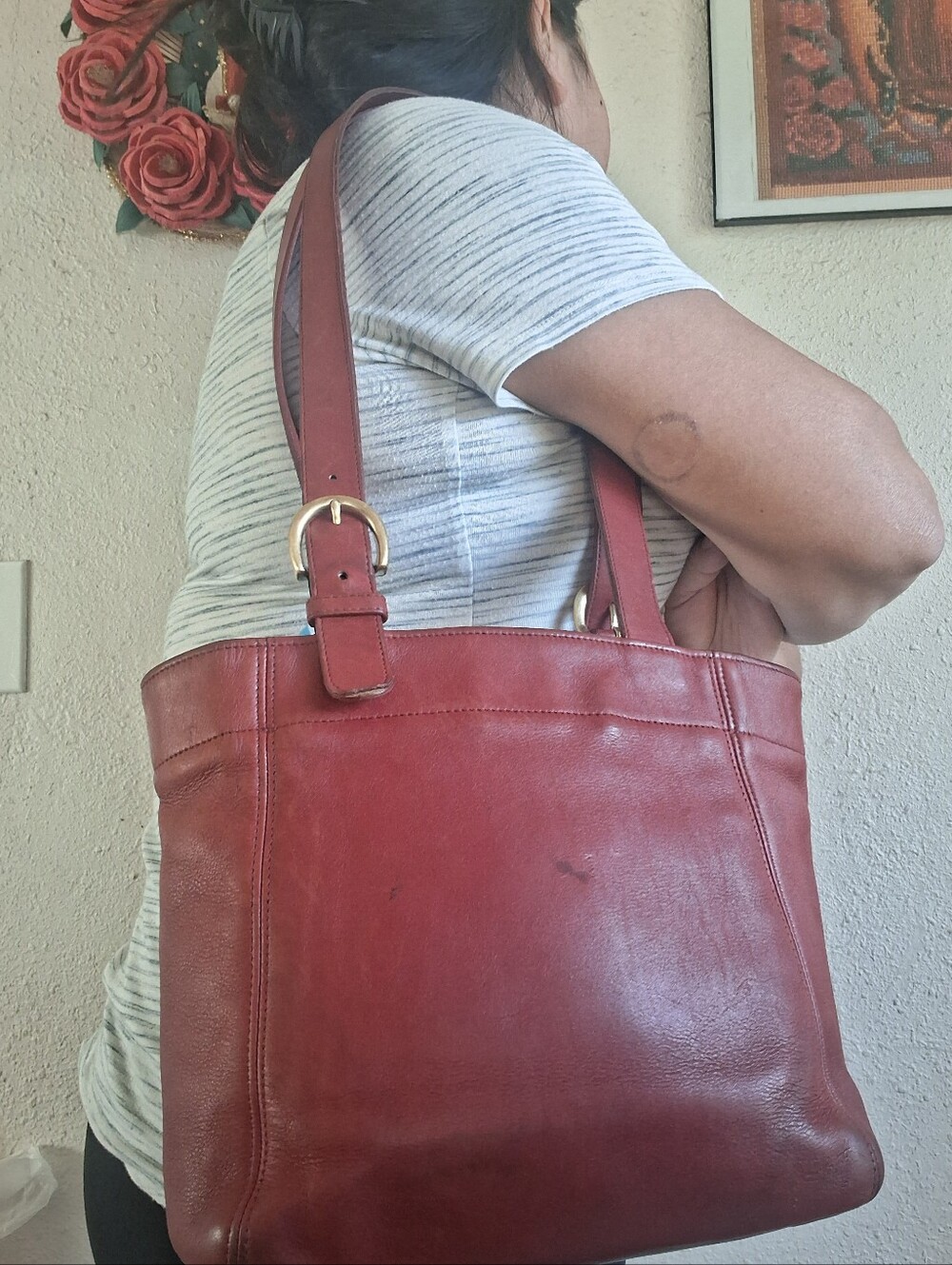 Vintage Coach Red Soho Waverly Buckle Shoulder Bag